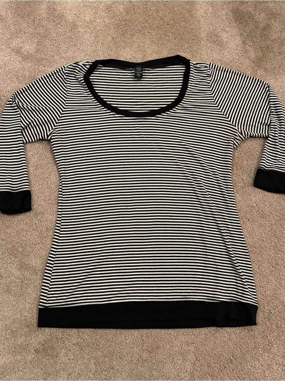 Torrid Size 1 Black White Striped Ribbed Long Sleeve Top